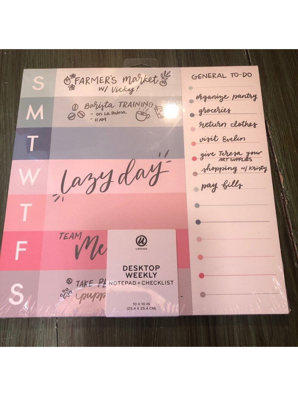 U Brands NWT Desktop Weekly Notepad & Checklist 10x10